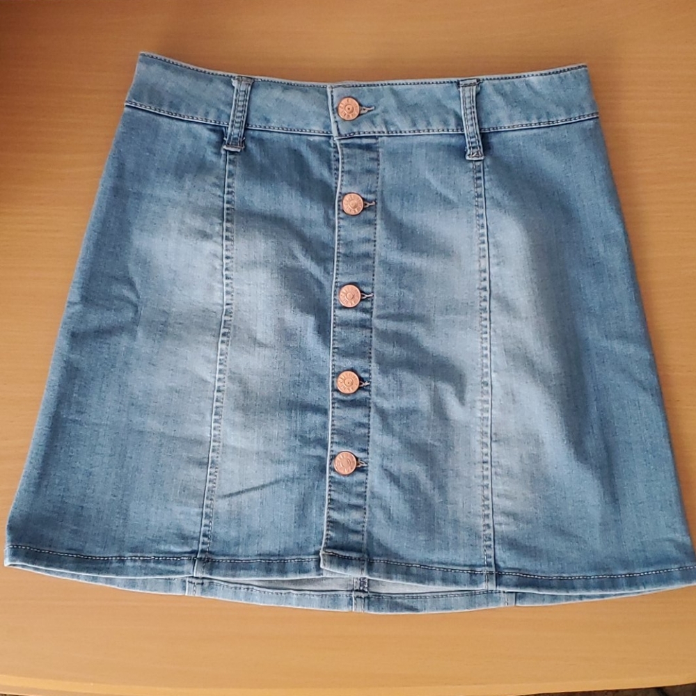 Button down A-line jean skirt